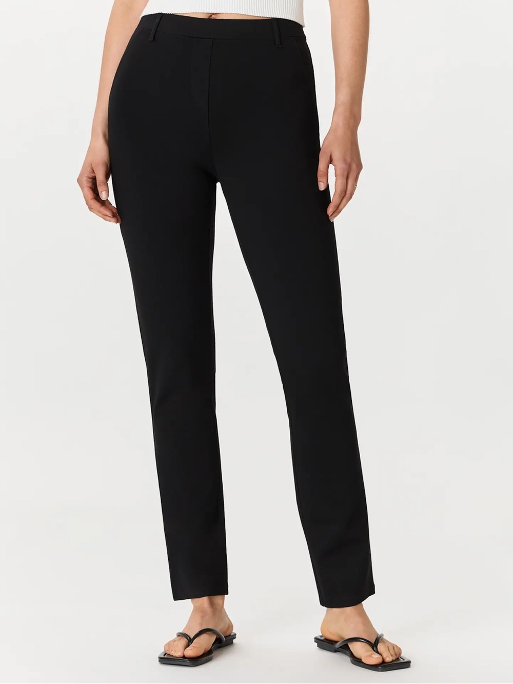 Quince Ultra-Stretch Ponte Straight Leg Pants XL BLACK SHORT (28 length)